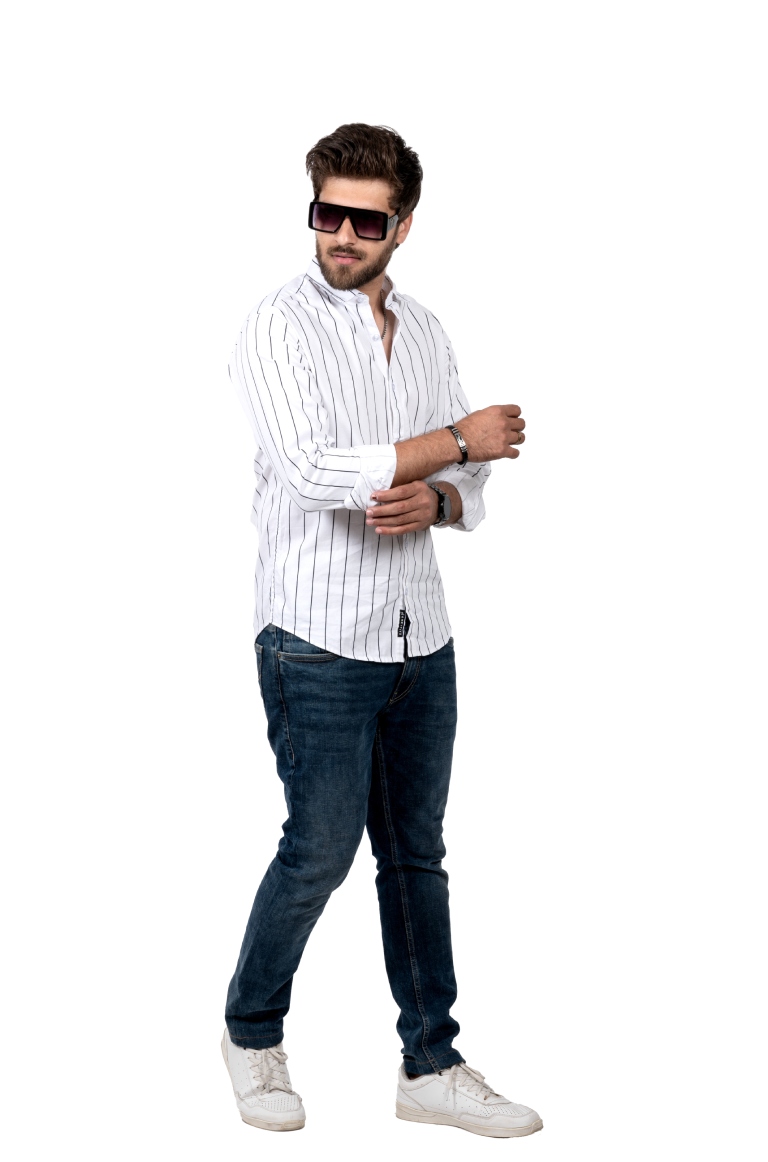 Casual White Striped Shirt