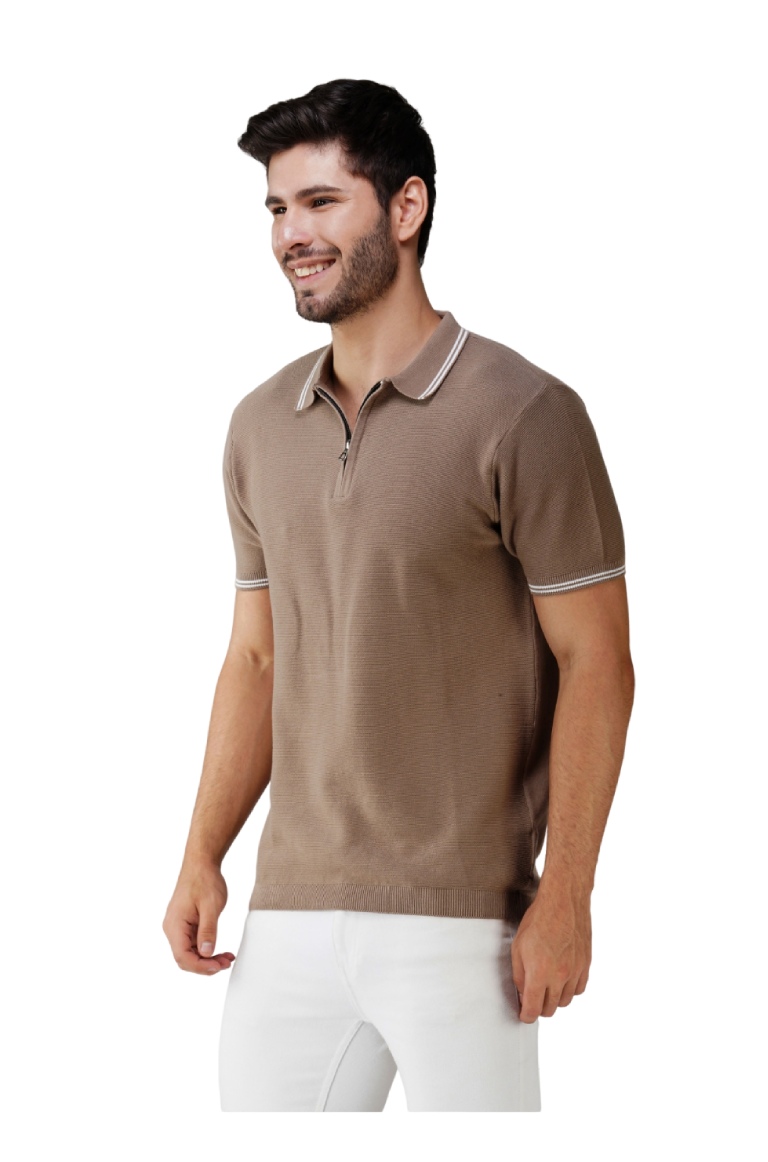 Knitt Polo T-Shirt Beige 