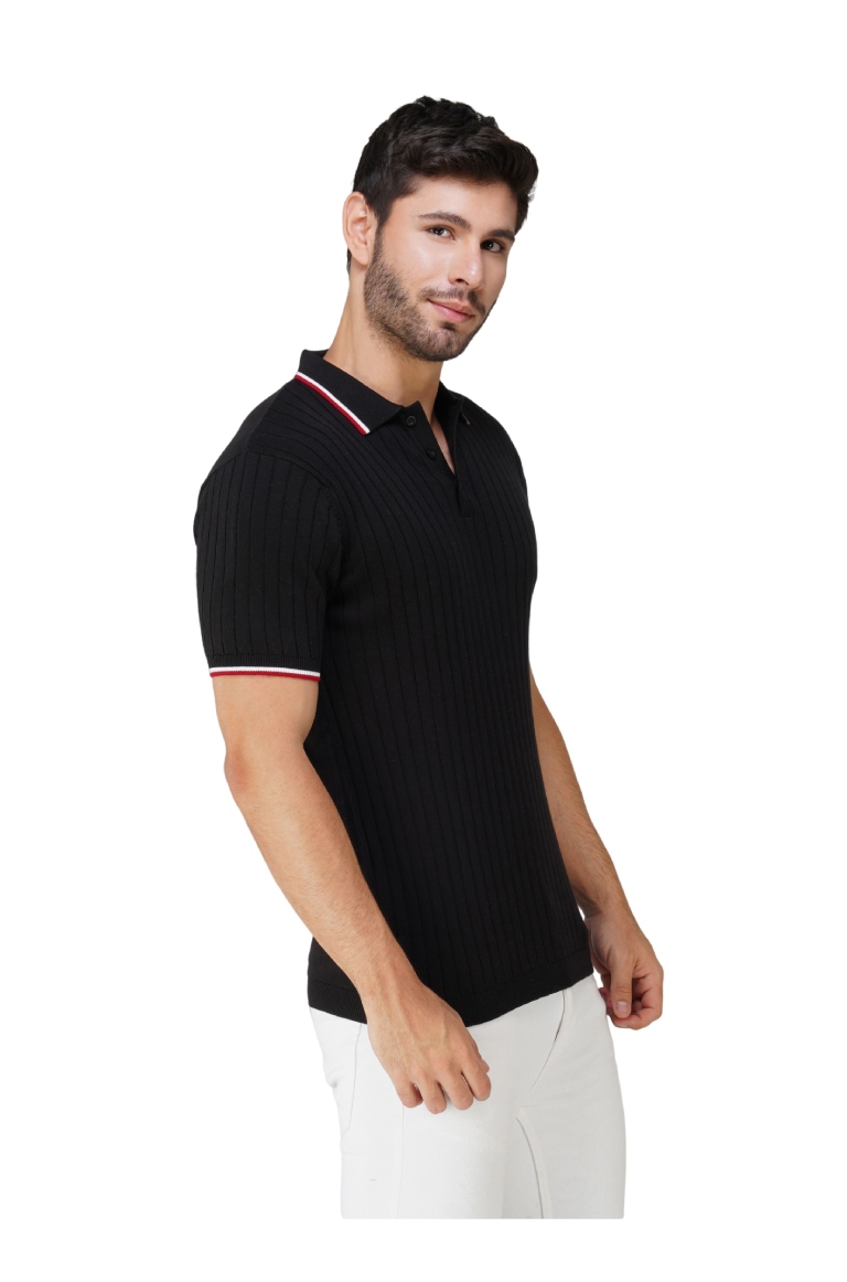 Knitt Polo T-Shirt Black 