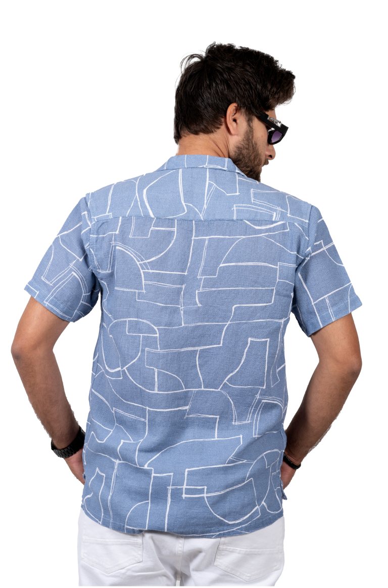 Light Blue Abstract Box Fit Shirt
